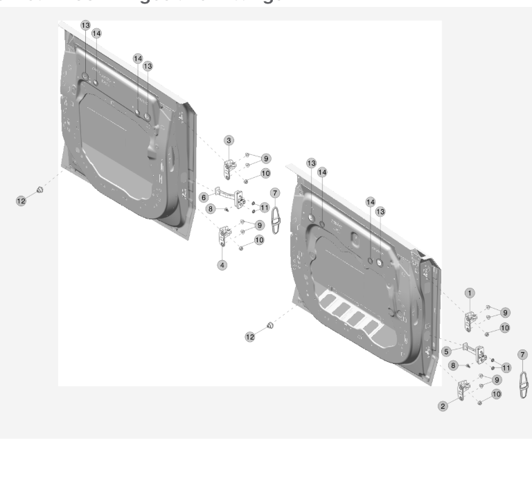 FRONT AND REAR DOOR HINGES AND FITTINGSПЕРЕДНТА ЗАДНДВЕРНПЕТЛТА ФУРНІТУРА
