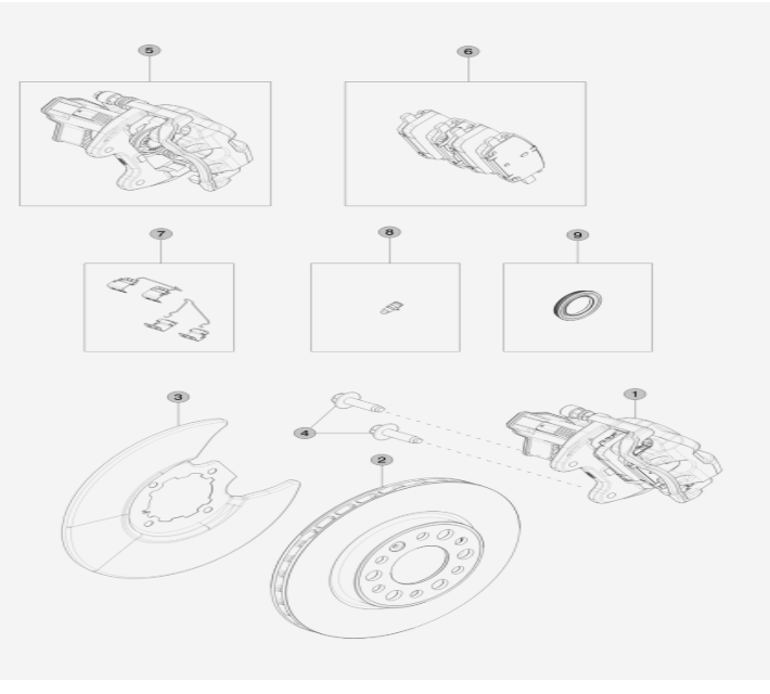 REAR BRAKE ROTORS - CALIPERS AND PADSЗАДНГАЛЬМІВНДИСКИ СУПОРТИ ТА КОЛОДКИ